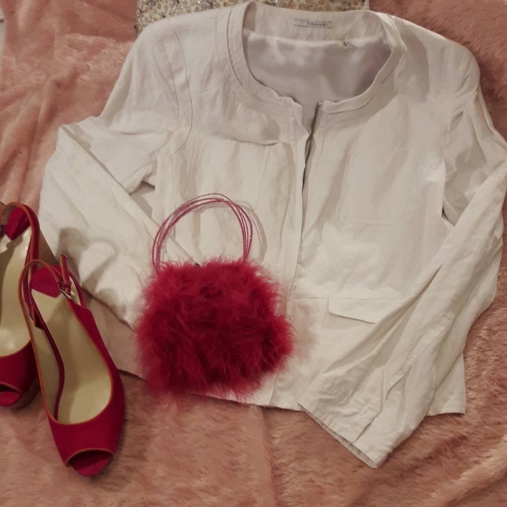 Tahari White Linen Jacket